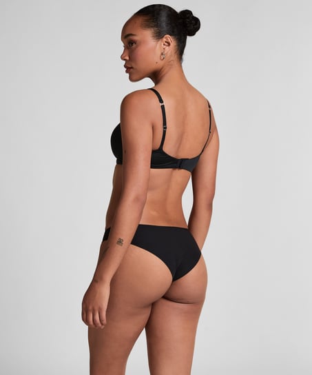 Niewidoczne pod ubraniem brazyliany z paskami i siateczką, Czarny