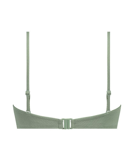 Usztywniona góra od bikini z fiszbinami i bez ramiączek Scallop miseczki E +, Zielony