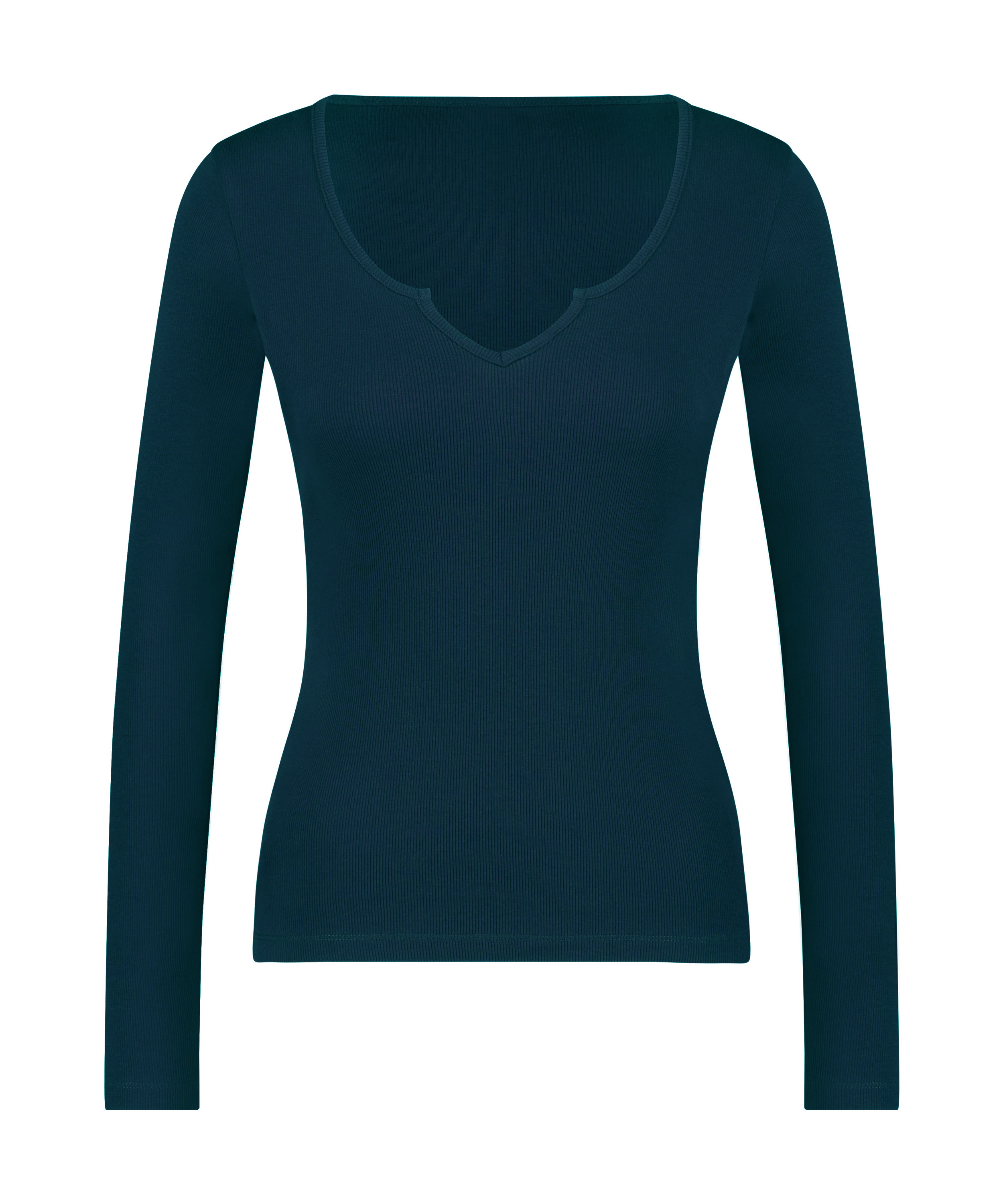 Top V-neck long sleeves, Niebieski, main