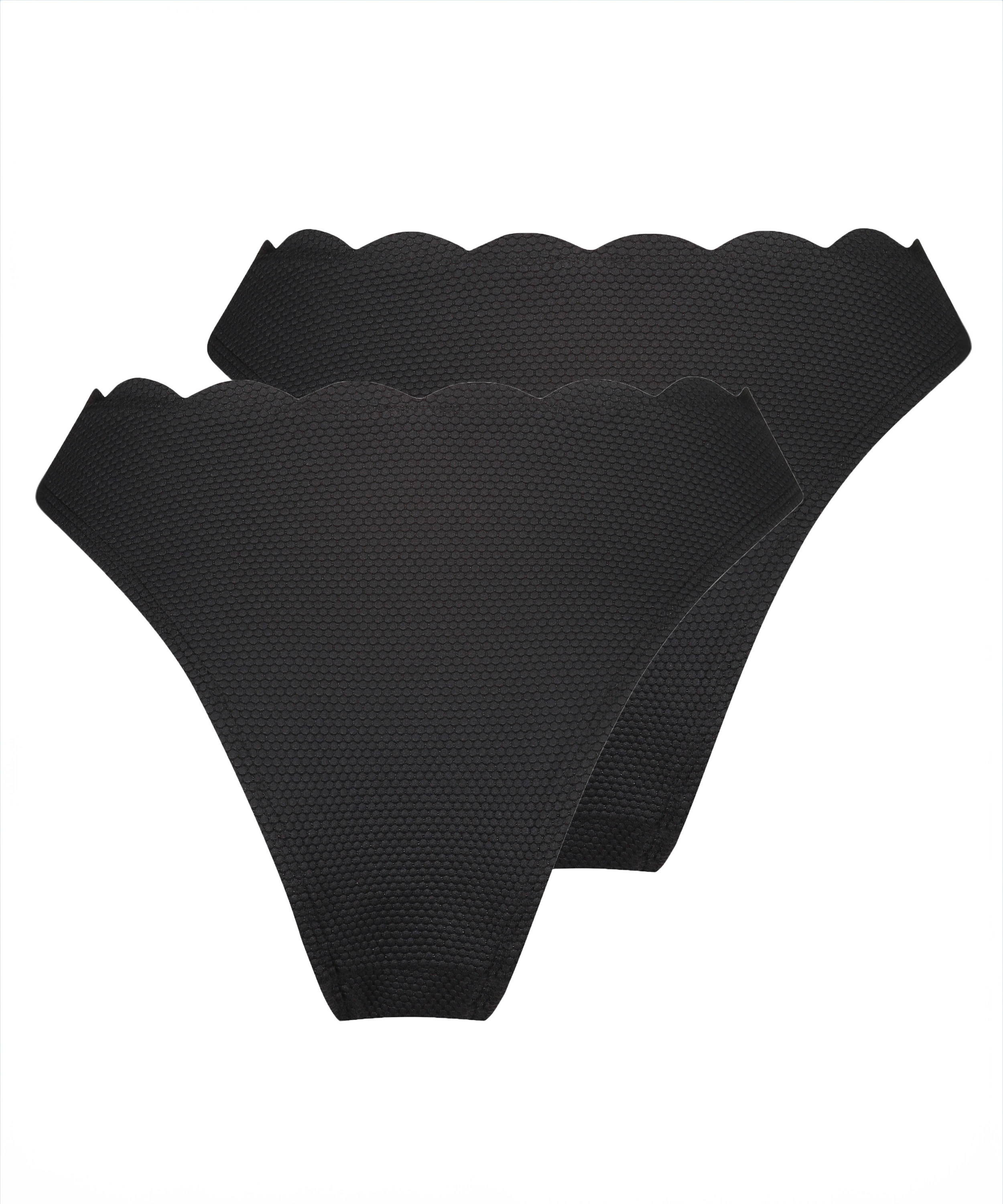 2-pak majtki od bikini Scallop, Czarny, main