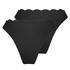 2-pak majtki od bikini Scallop, Czarny
