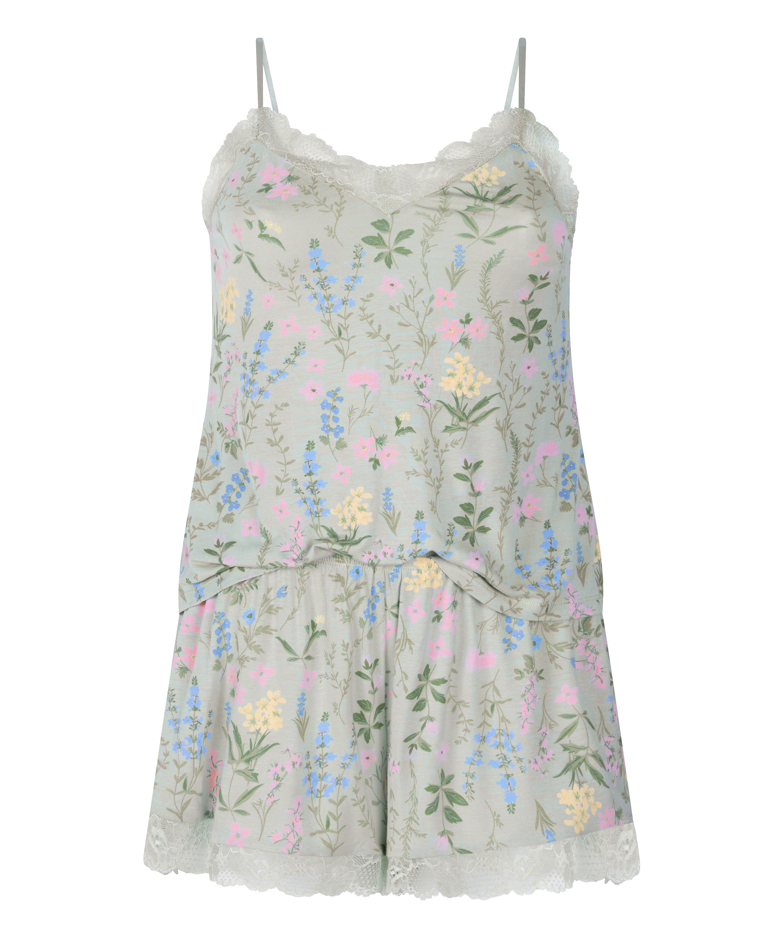 Piżama z szortami i topem na ramiączkach, Zielony, main