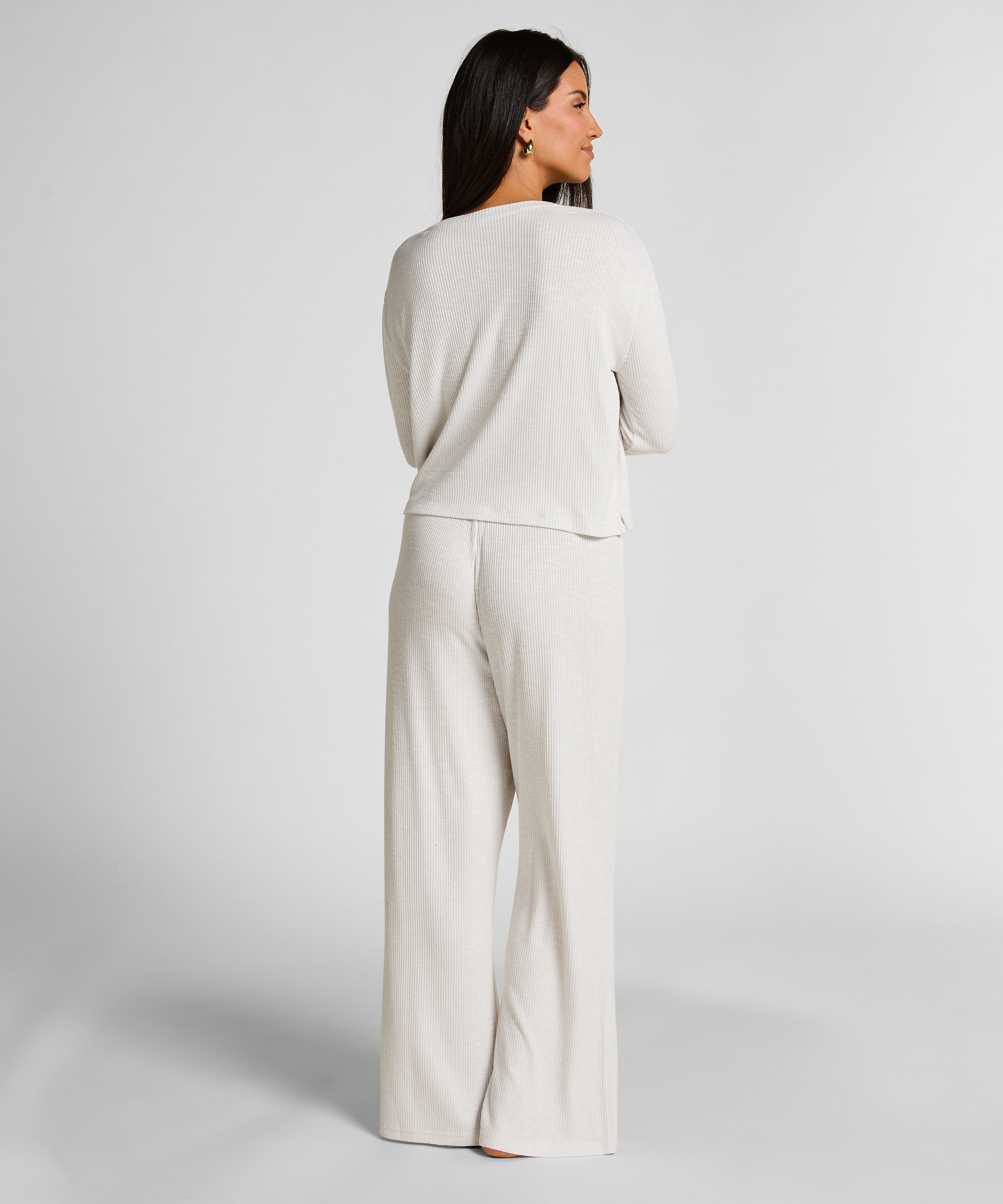 Góra od piżamy z długim rękawem, Beżowy, main