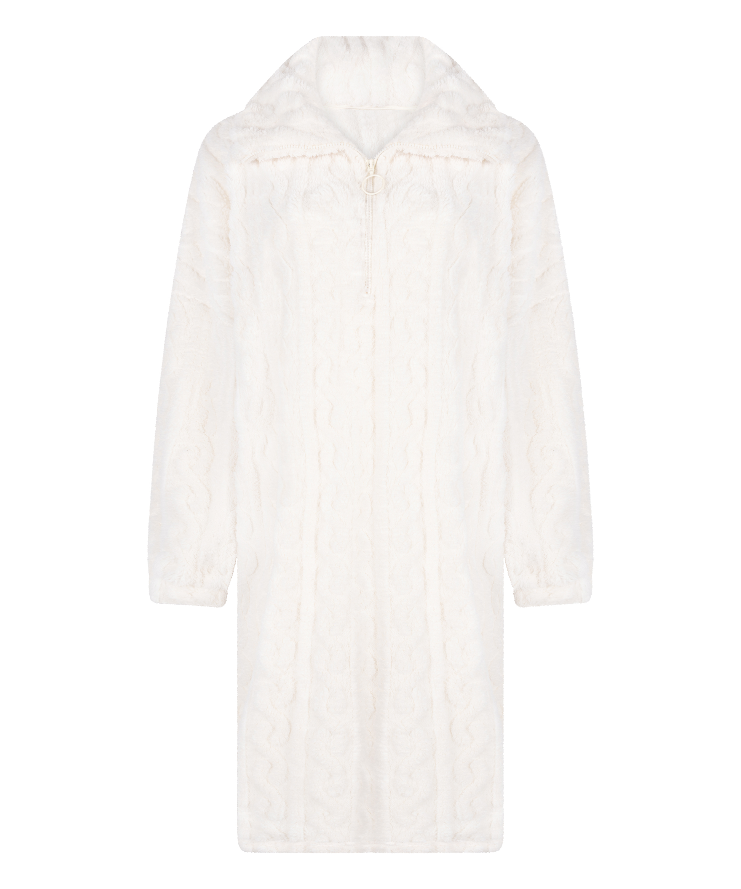 Poncho z Polarowego Splotu Warkoczowego, Biały, main