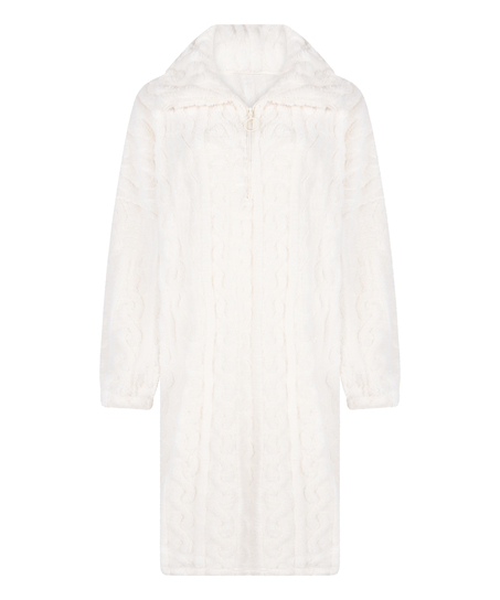 Poncho z Polarowego Splotu Warkoczowego, Biały