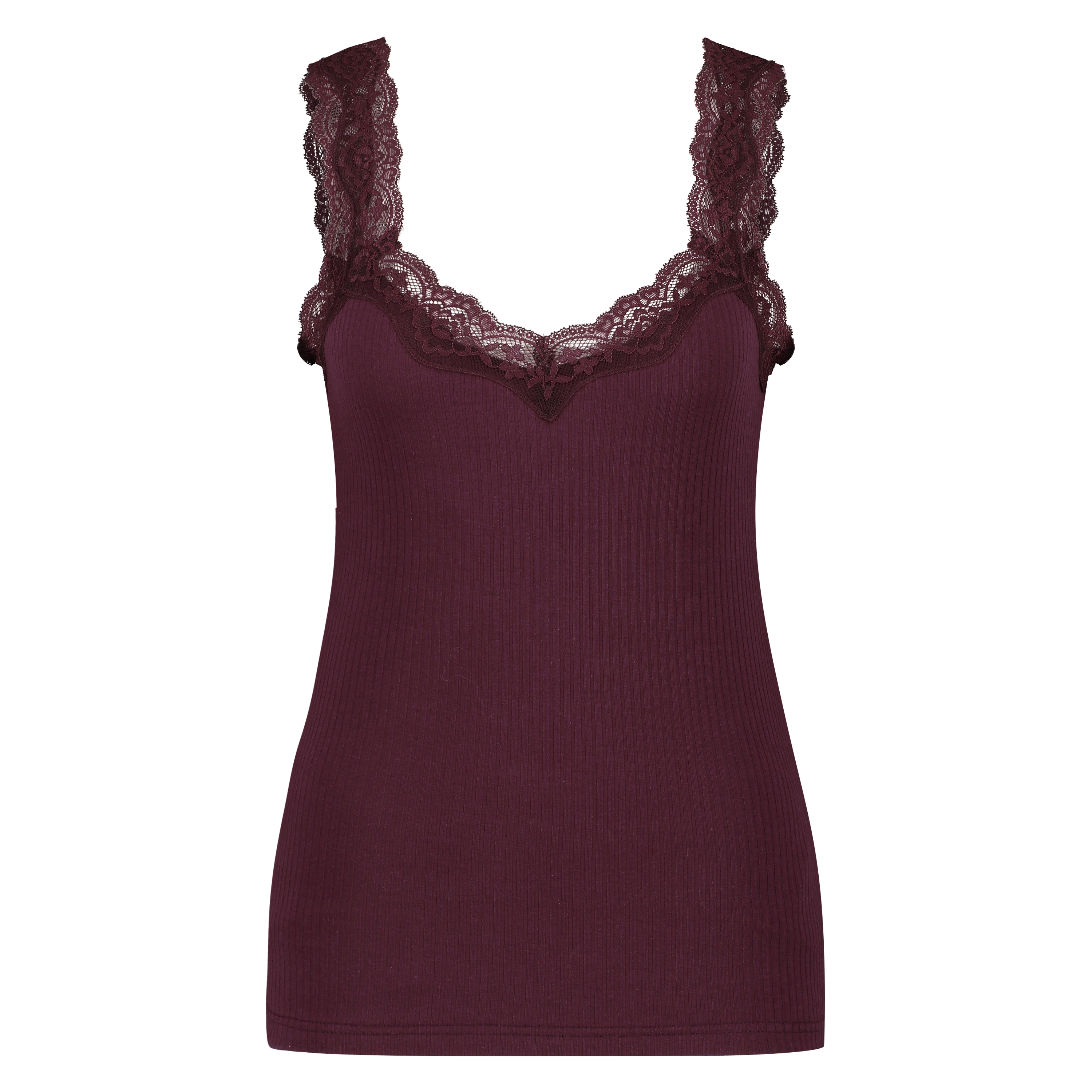 Rib lace cami top, Czerwony, main