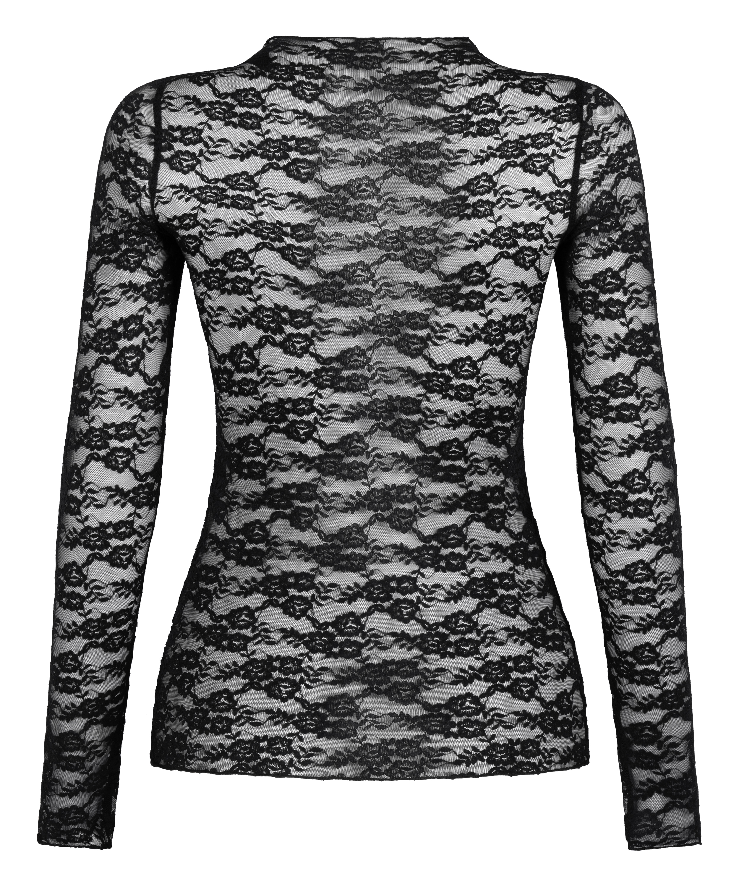 Top w całości wykonana z koronki, Czarny, main