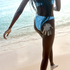 Majtki Bikini Wysoko Krojona Scallop, Niebieski