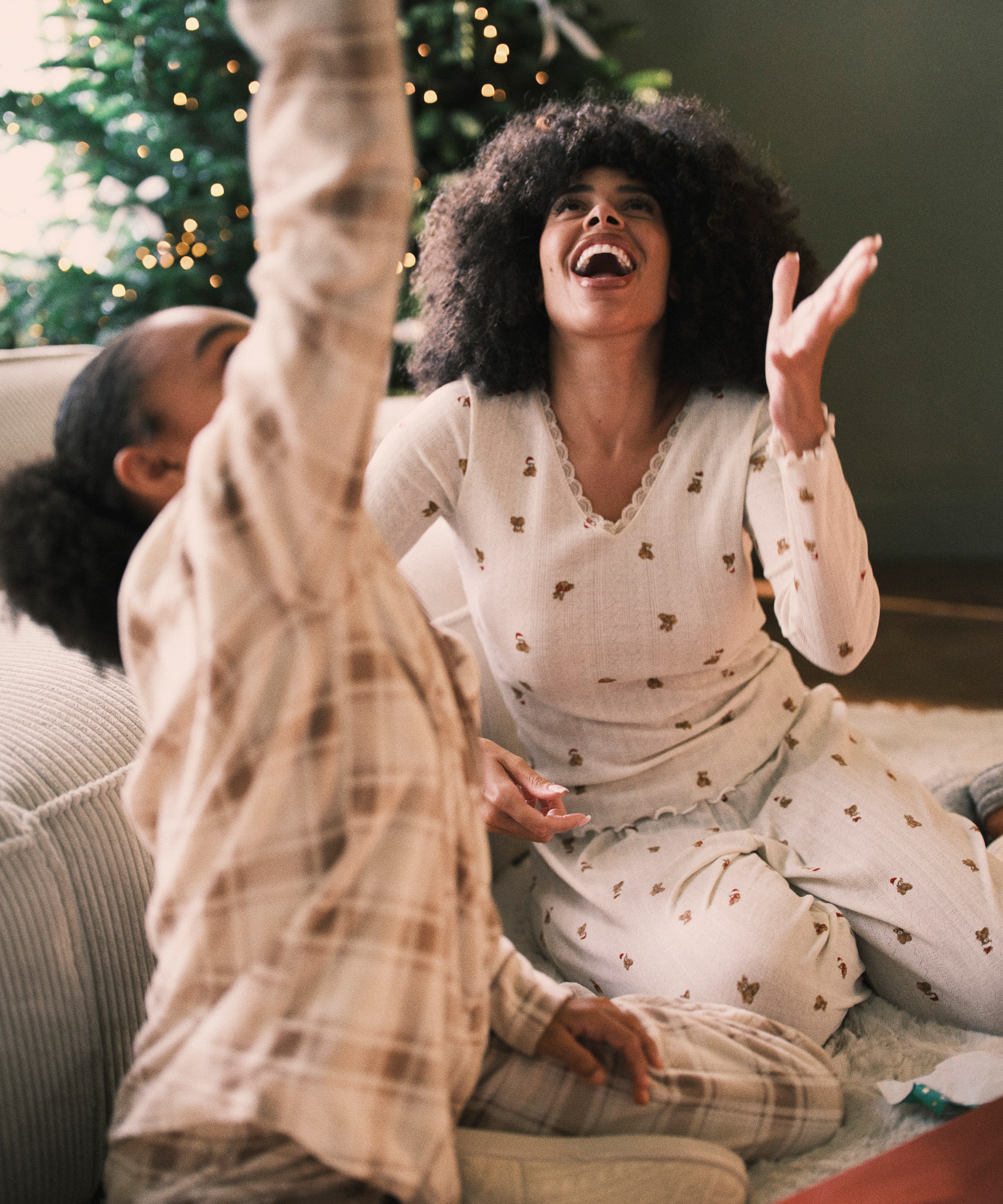 G&oacute;ra od piżamy z długim rękawem Pointelle, Biały, main