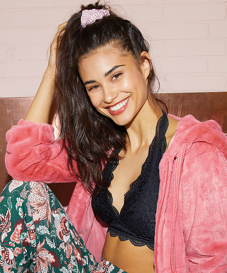 Koronkowa braletka typu halter, Czarny