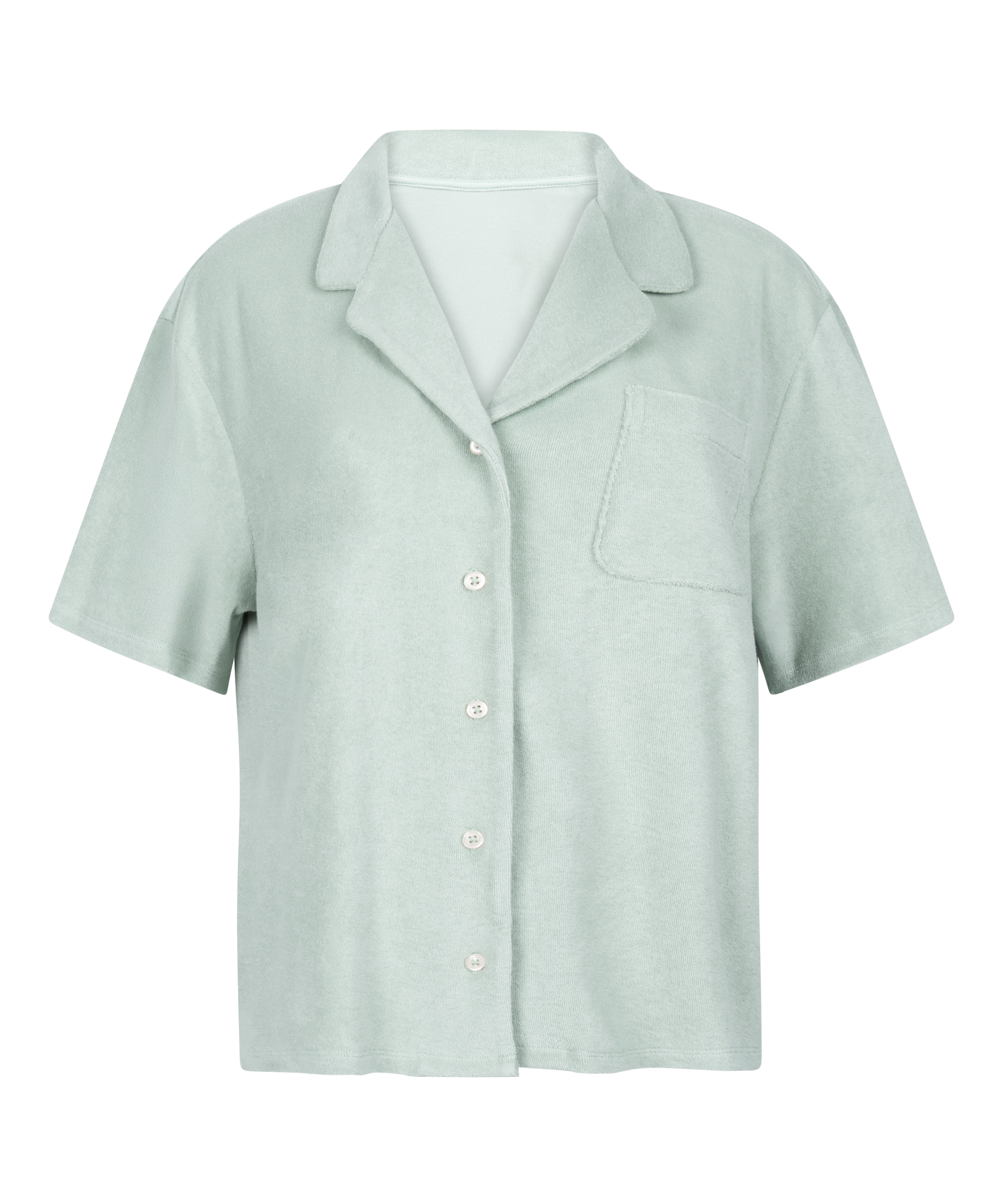 Koszula zapinana na guziki z materiału frotte, Zielony, main