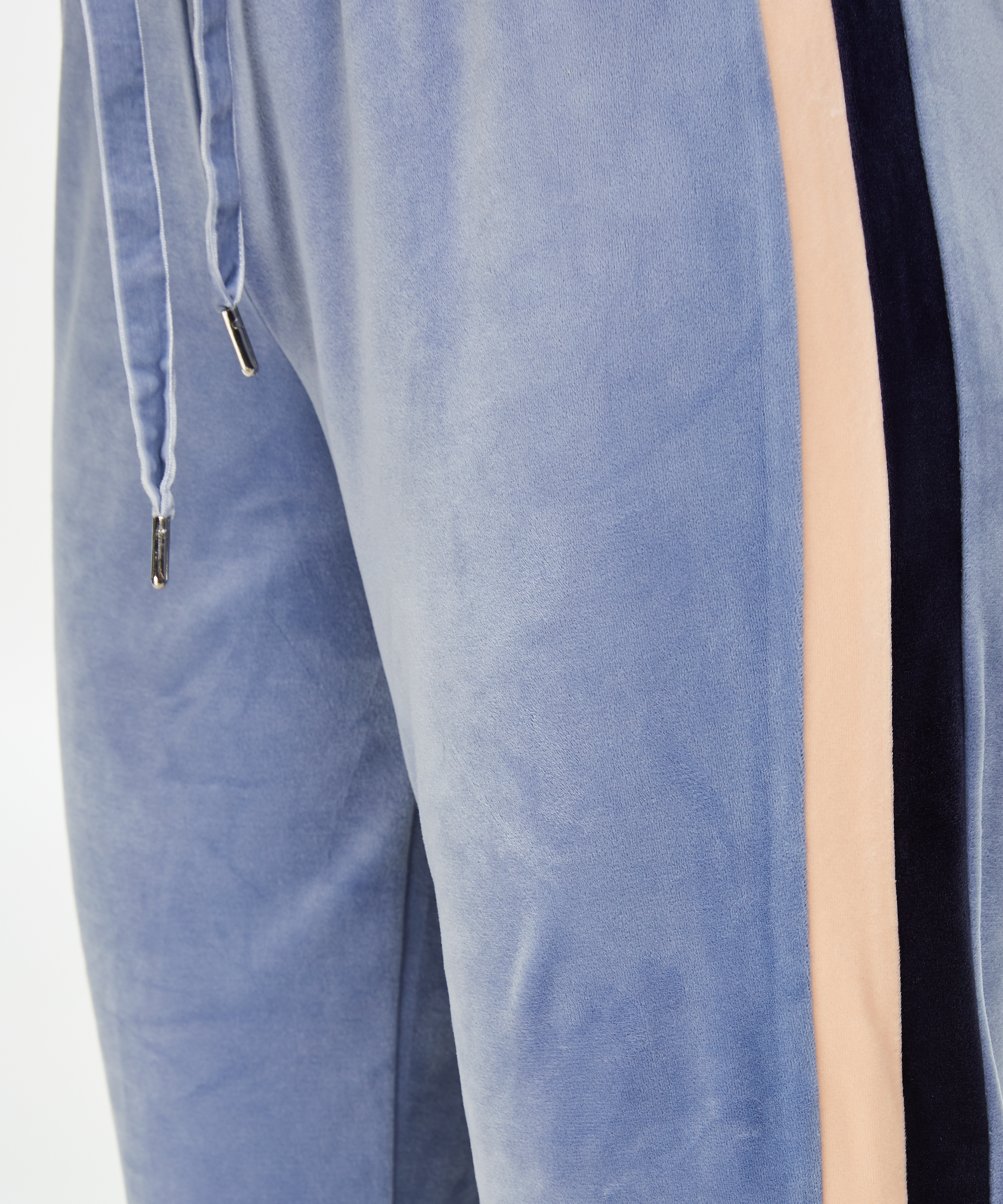 Aksamitne spodnie do joggingu w paski, Niebieski, main