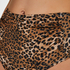Figi bikini z wysokim stanem Leopard, Brązowy
