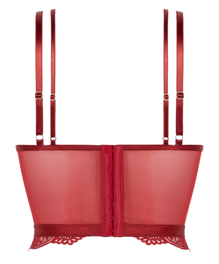 Biustonosz push-up marki Coco z usztywnianymi fiszbinami i długim rękawem, Czerwony