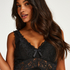 Long slip dress Modal lace, Czarny