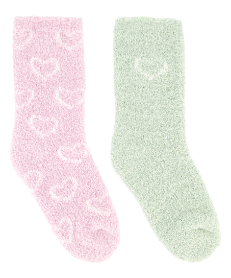 2 pary wygodnych skarpet, Różowy