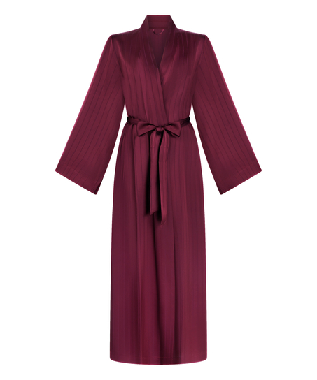 Kimono satynowe w prążki, Fioletowy