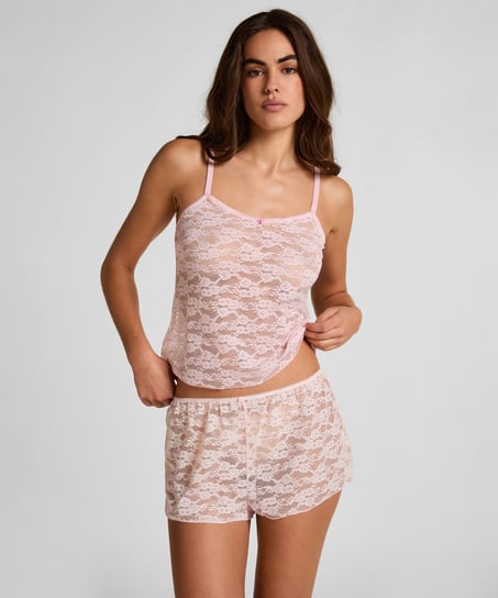 Szorty w całości wykonane z koronki, R&oacute;żowy