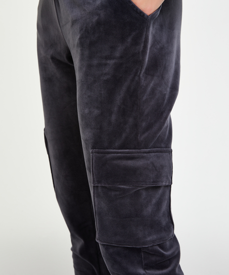 Aksamitne joggery Cargo, Szary