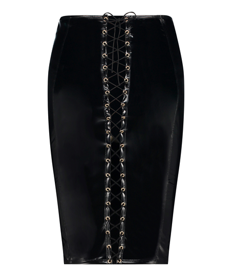 Spódnica ze sztucznej skóry, Czarny