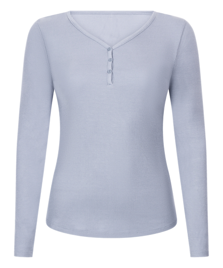 Bluza piżamowa Henley z długim rękawem, Fioletowy