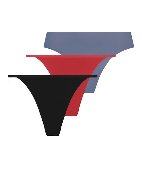 Niewidoczne pod ubraniem stringi 3-pak, Szary