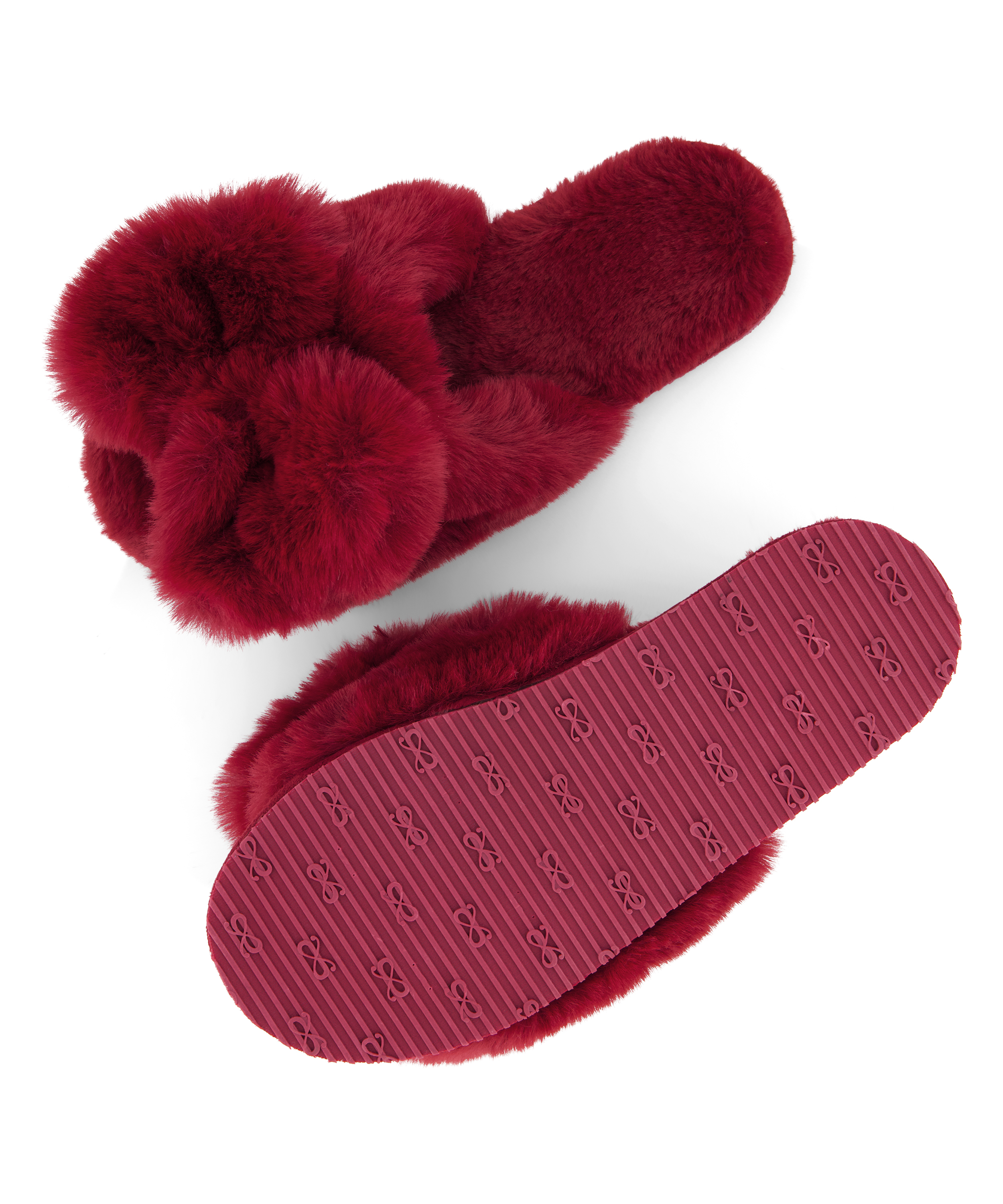Kapcie Bow Fake Fur, Czerwony, main