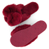 Kapcie Bow Fake Fur, Czerwony