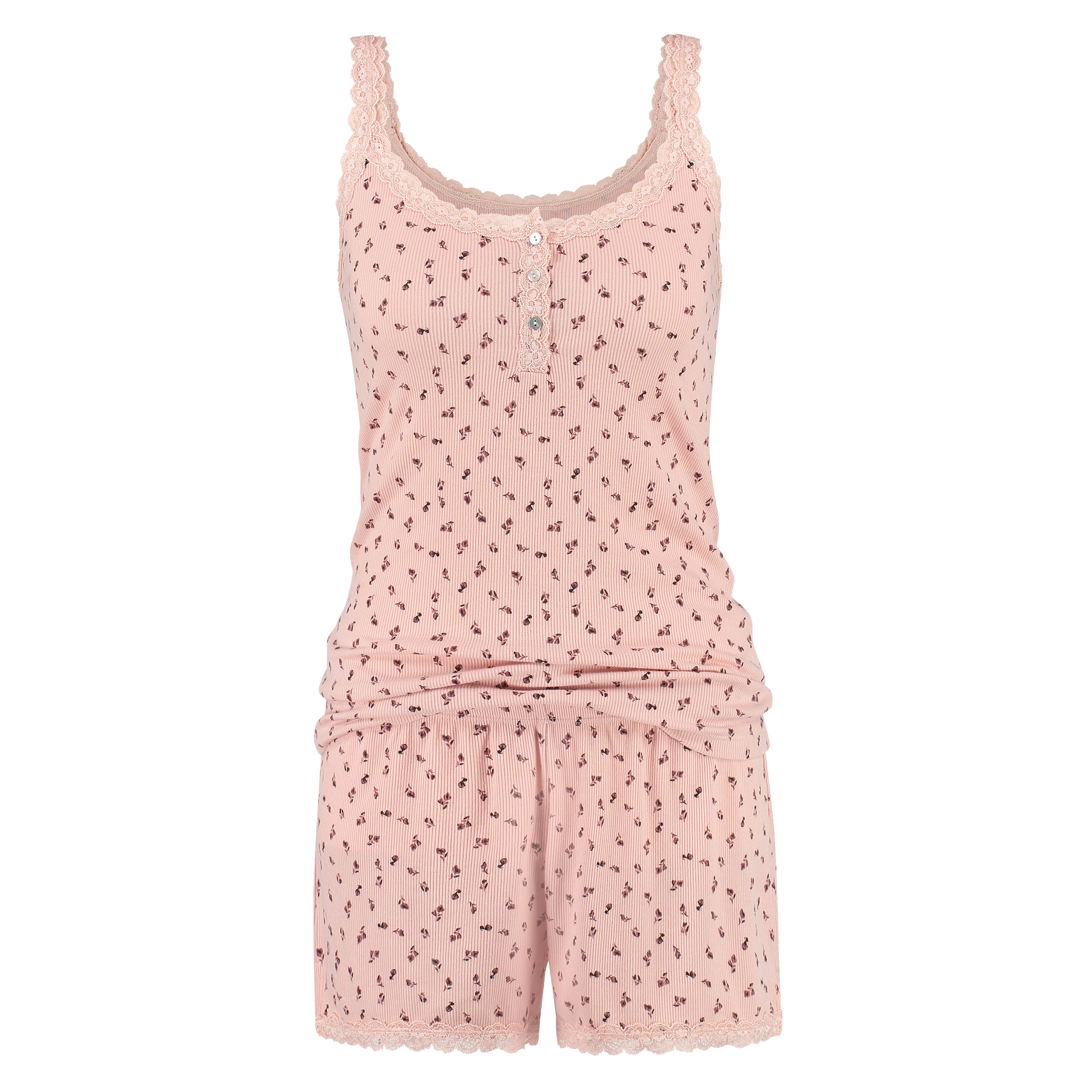 Ditsey rib jersey PJ short set, R&oacute;żowy, main