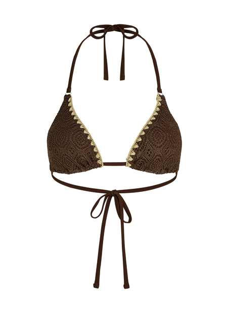 Tr&oacute;jkątna szydełkowa g&oacute;ra od bikini, Brązowy