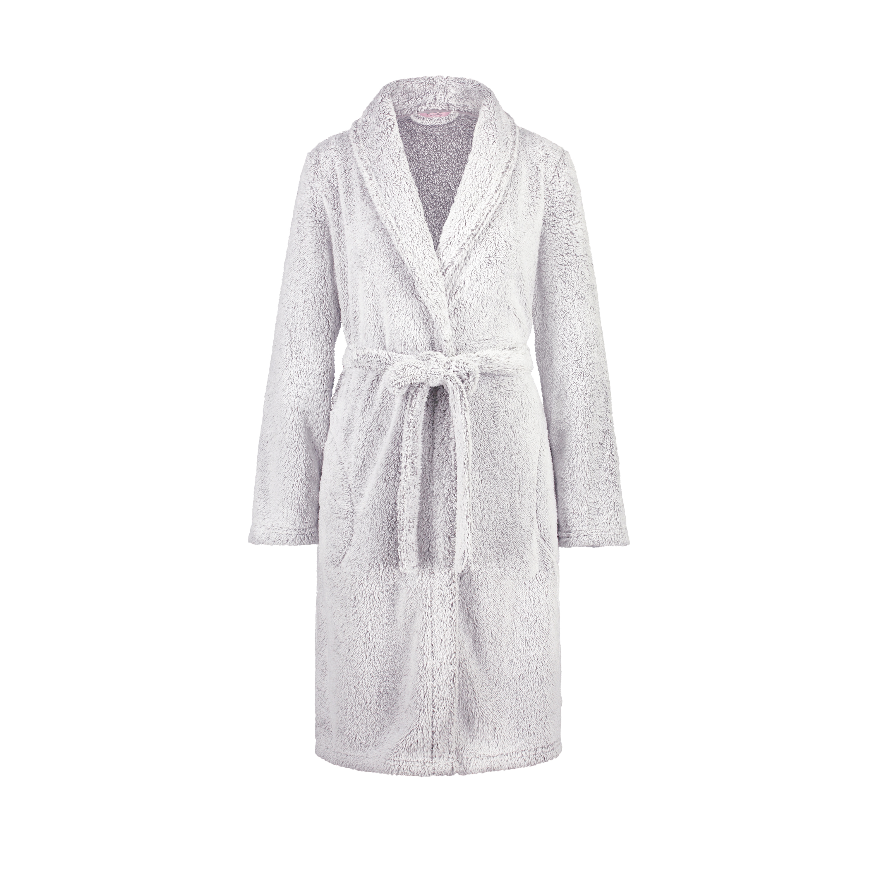 Fleece Bathrobe Short, Szary, main