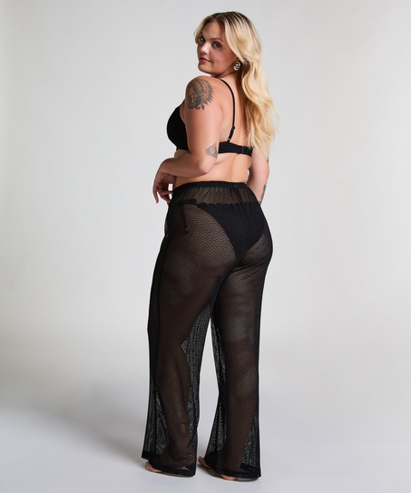 Plażowe dzianinowe spodnie, Czarny