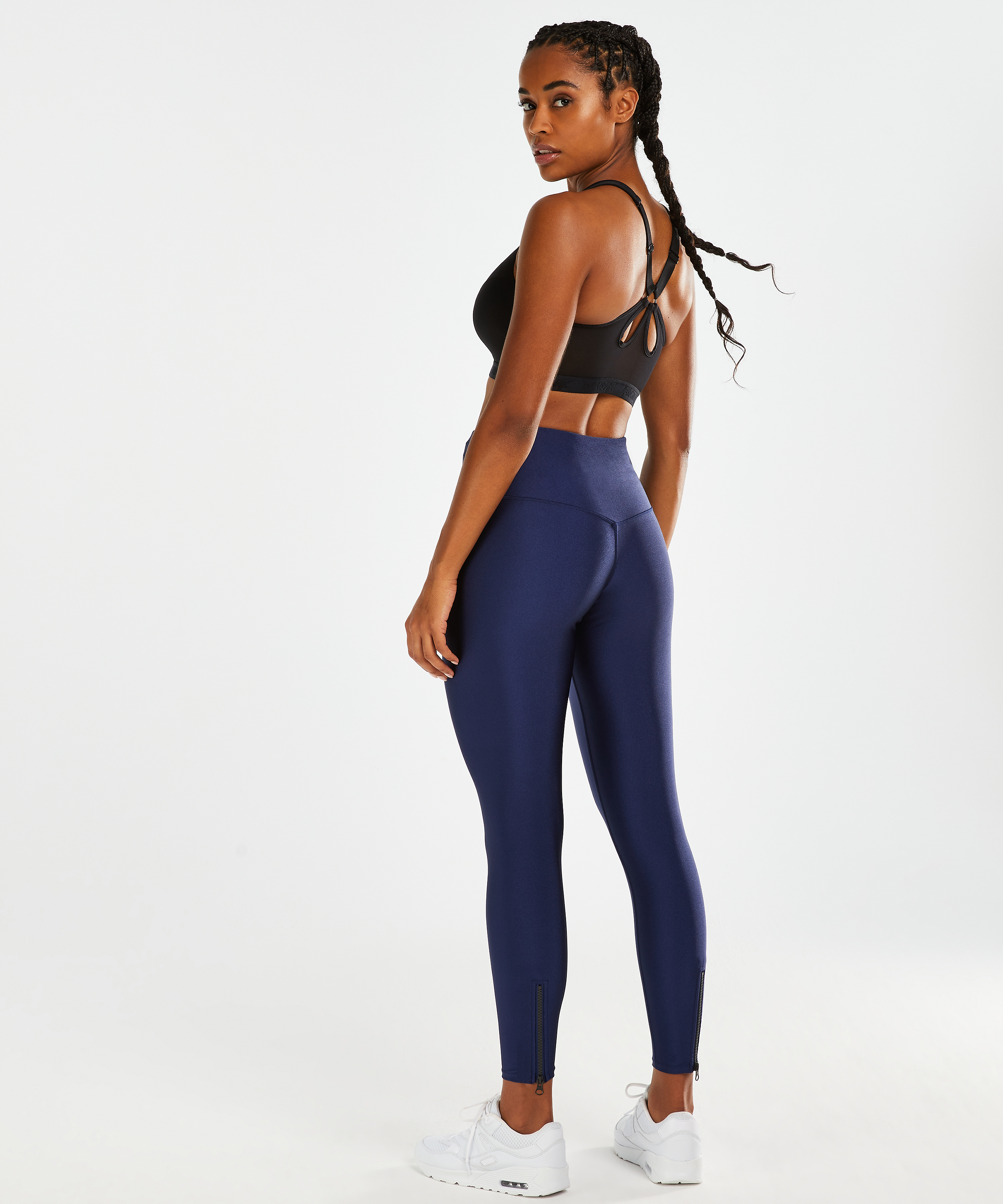 HKMX High Waisted Shine Sports leggings, Niebieski, main