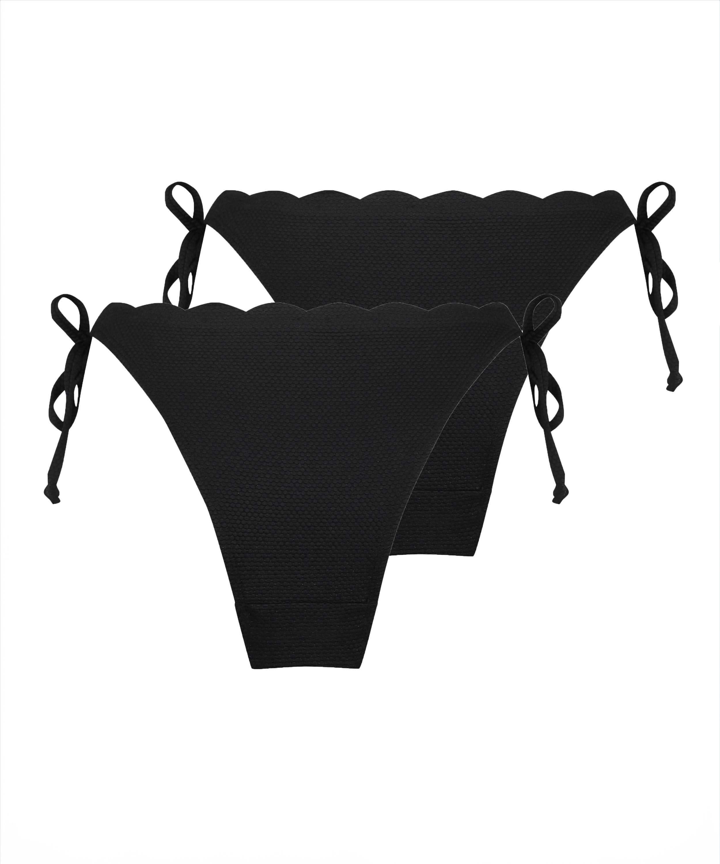 2-pak Majtki Bikini Cheeky Tanga Scallop, Czarny, main