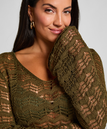 Szydełkowa sukienka Maxi, Zielony