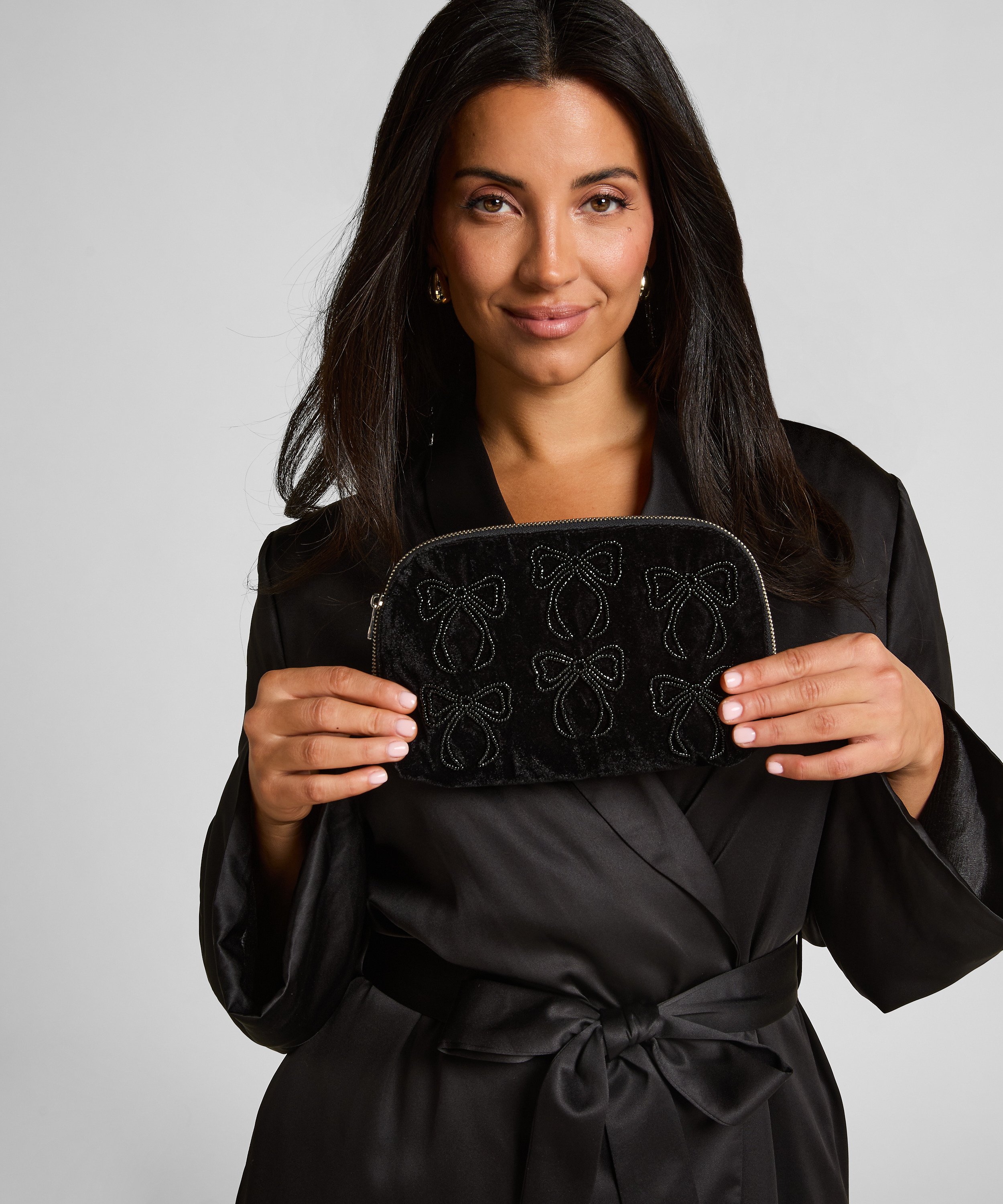 Kosmetyczka z kokardką, Czarny, main