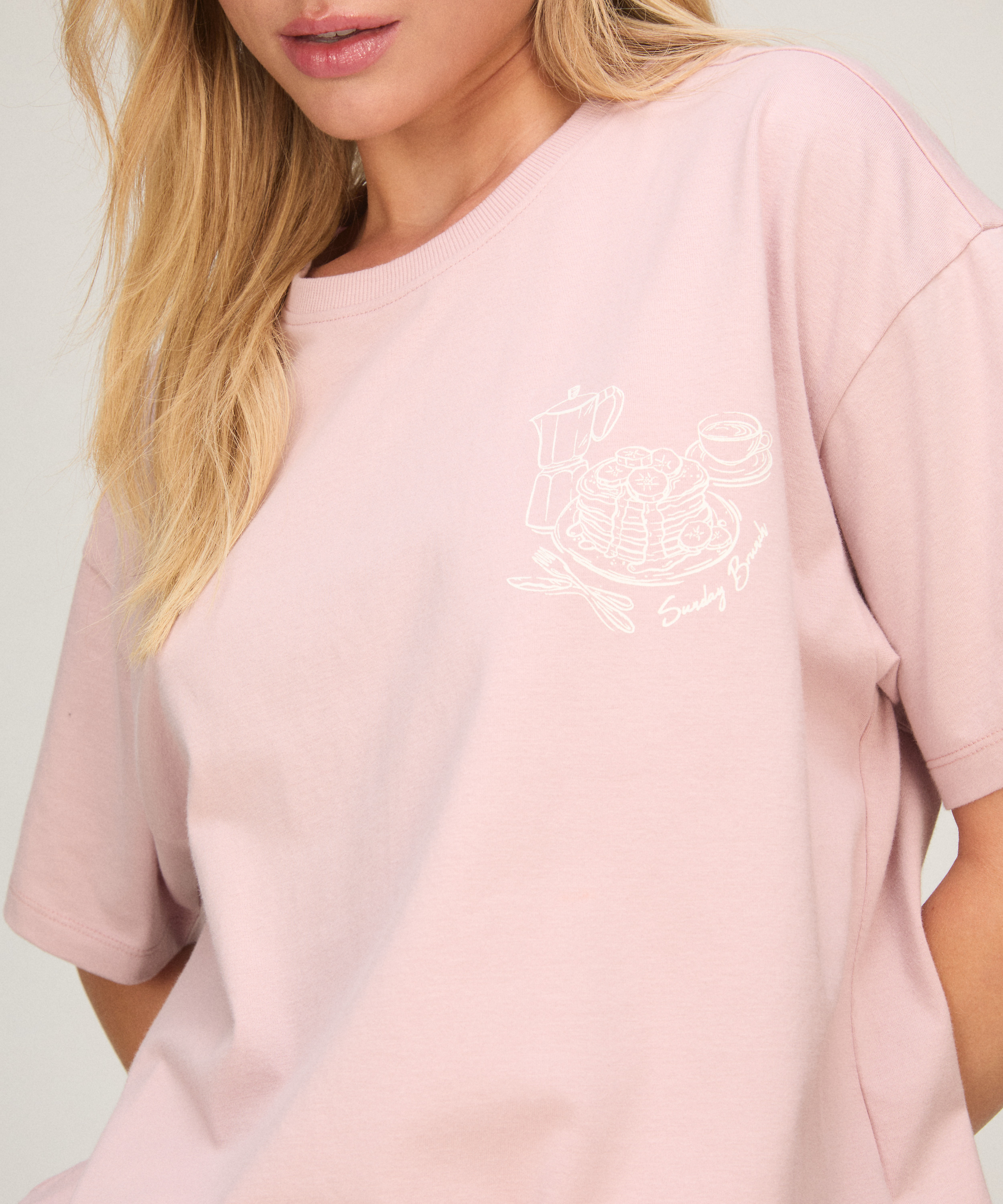Komplet Piżamowy z Szortami i T-shirtem, R&oacute;żowy, main