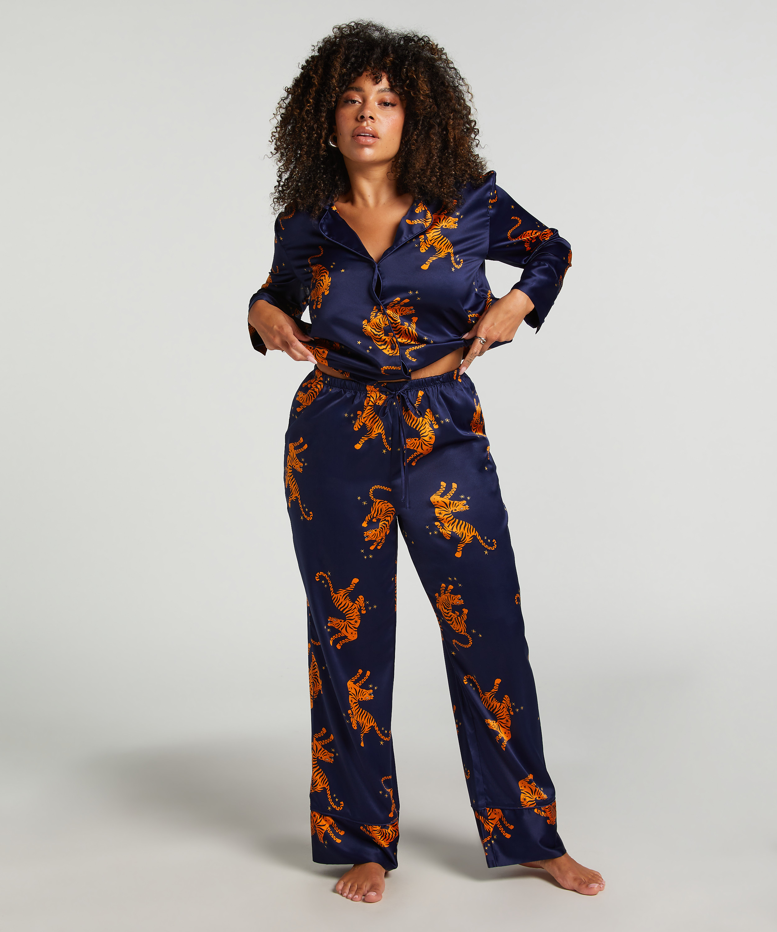 Spodnie z satyny, Niebieski, main