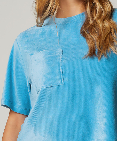 Top Welurowy rib, Niebieski