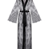 Długie kimono z koronką, Czarny