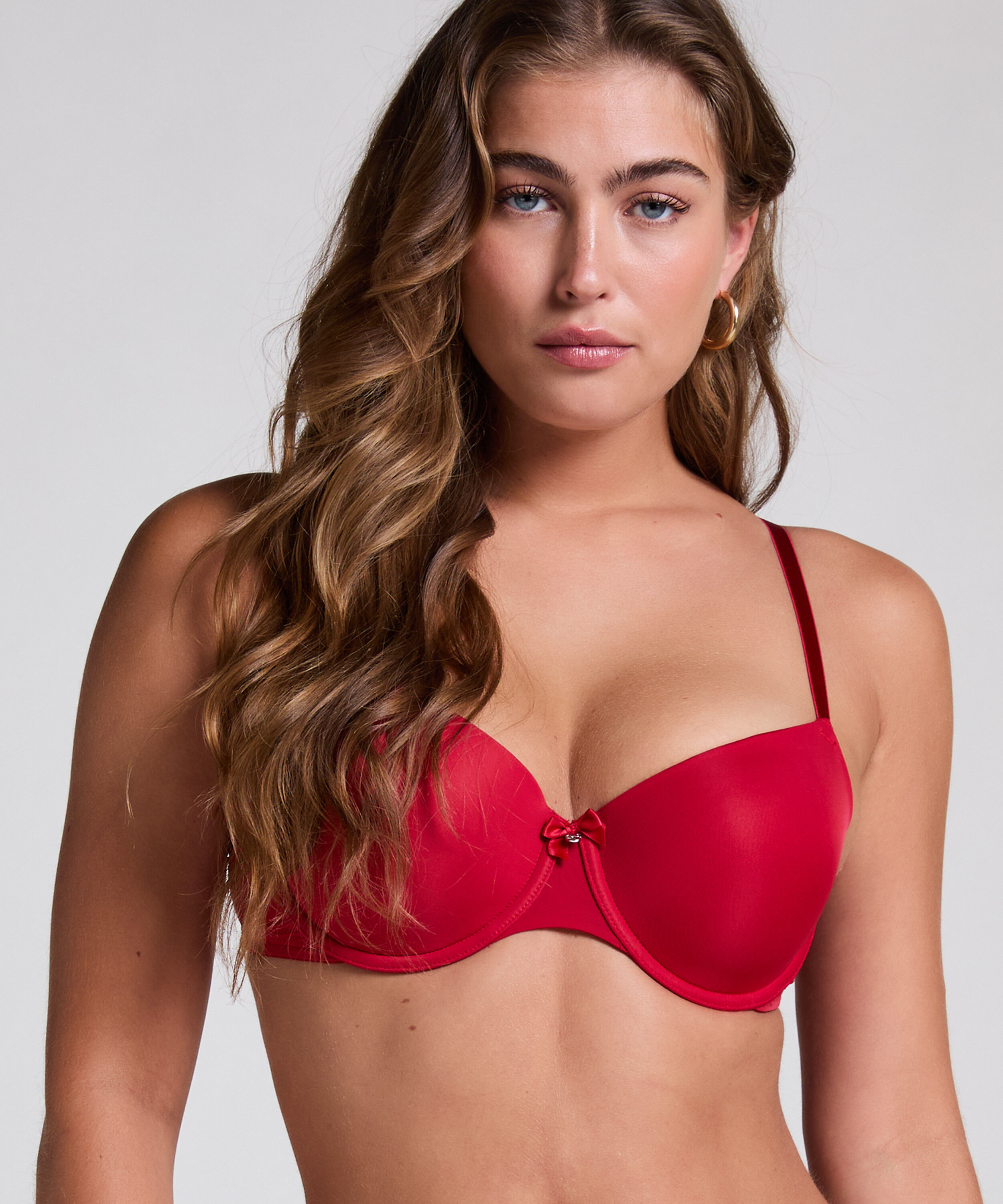 Demi Padded Underwired Bra, Czerwony