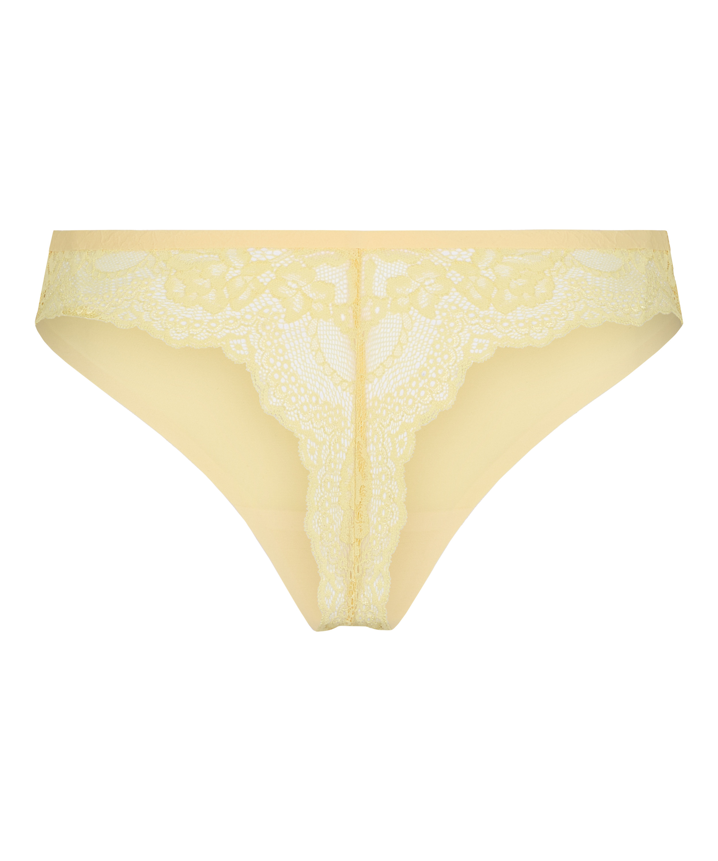 Niewidoczne pod ubraniem stringi z koronkowym tyłem, Ż&oacute;łty, main