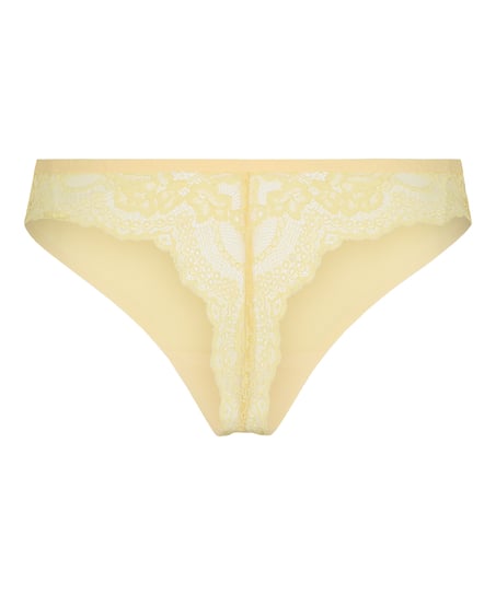 Niewidoczne pod ubraniem stringi z koronkowym tyłem, Ż&oacute;łty