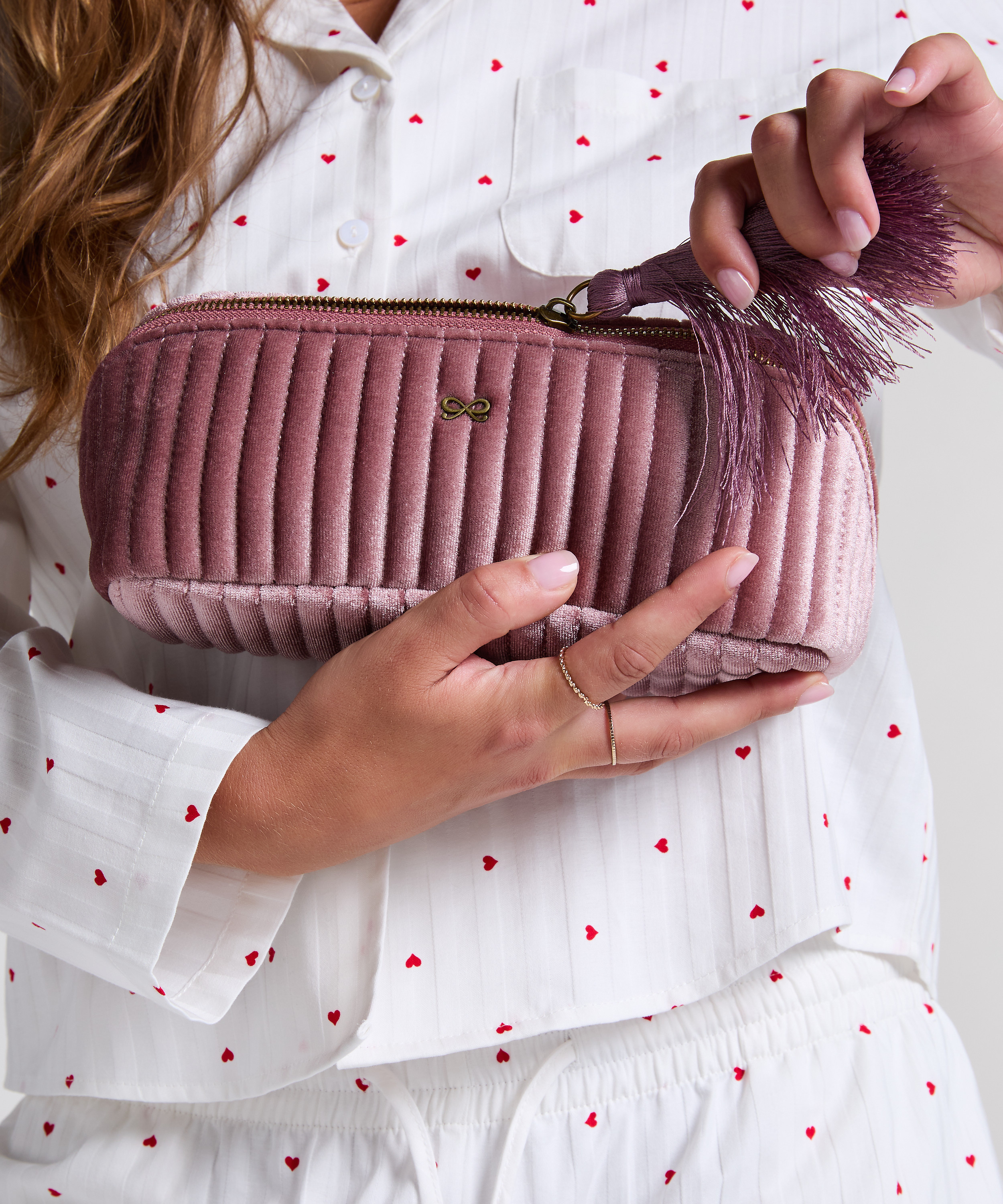 Velvet Make-Up Bag, R&oacute;żowy, main