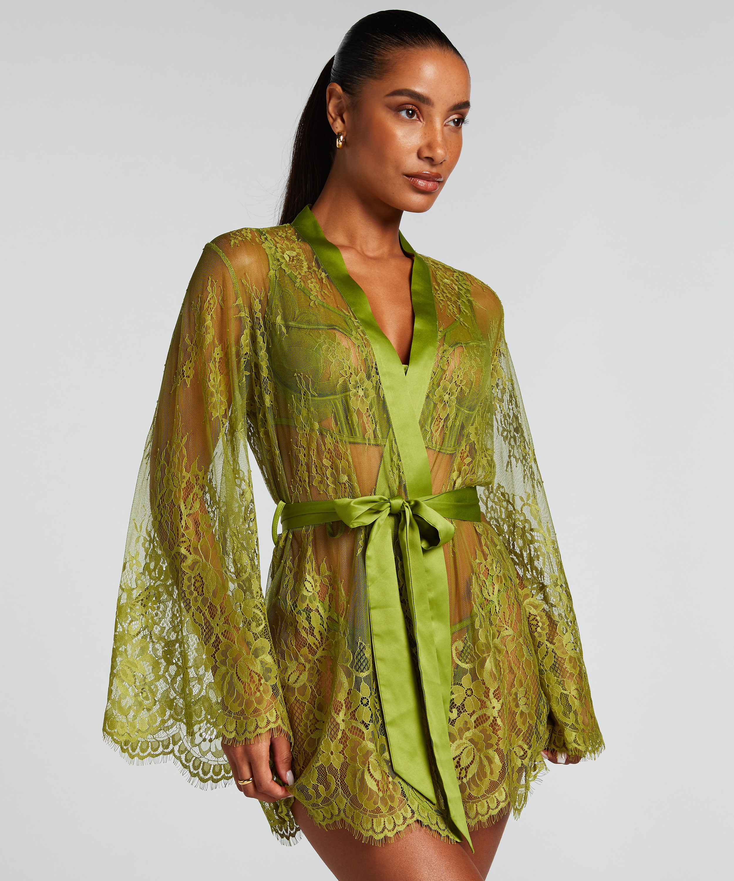 Kimono z koronką Isabelle, Zielony, main