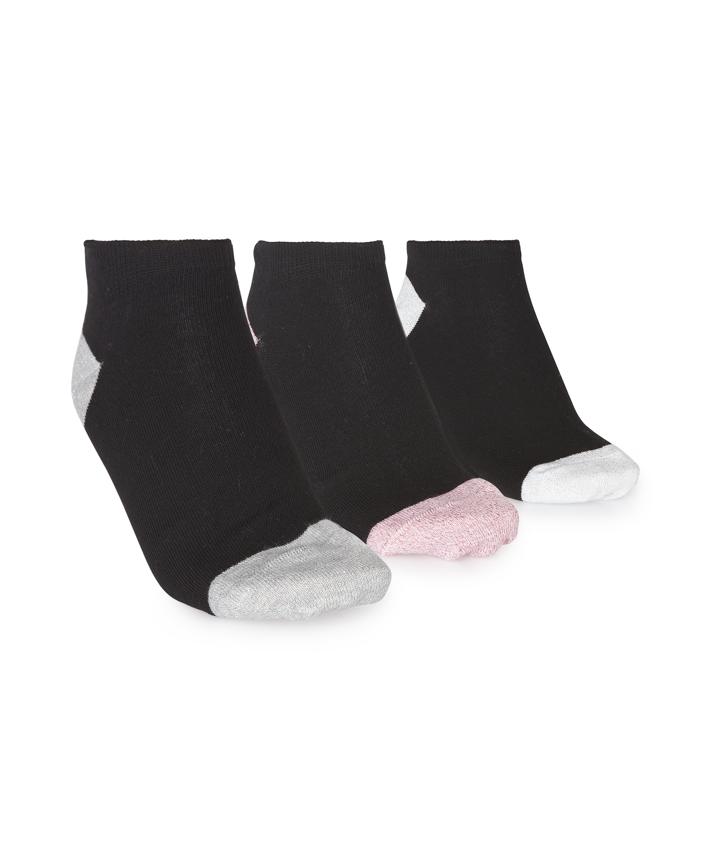 3-Pack Cotton Trainer Liners, Czarny, main
