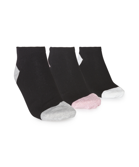 3-Pack Cotton Trainer Liners, Czarny