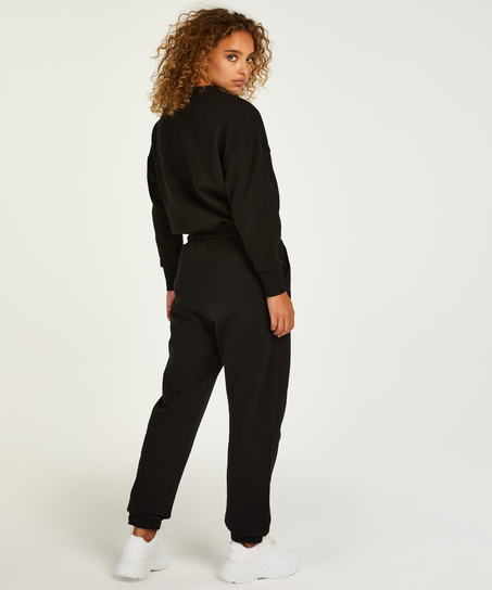Spodnie dresowe typu boyfriend, Czarny