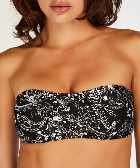 Kr&oacute;tki top bikini Paisley, Czarny