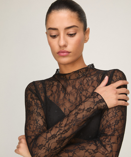 Halka Allover Lace, Czarny